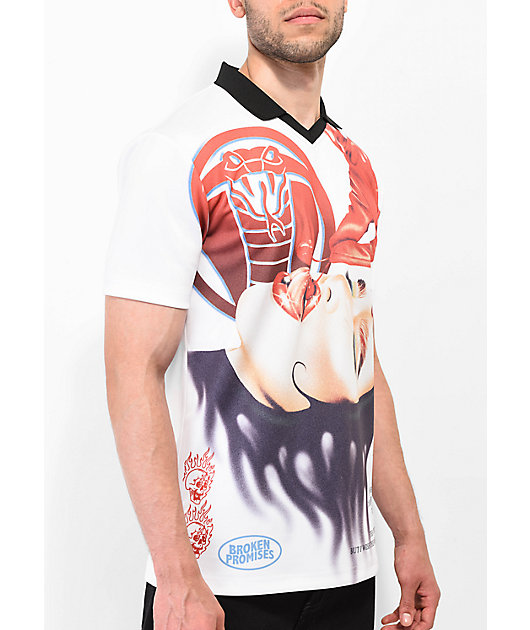 Broken Promises Cherry Bomb White & Black Soccer Jersey