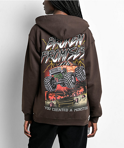 Broken Promises Coffin Jumper Brown Zip Hoodie | Zumiez
