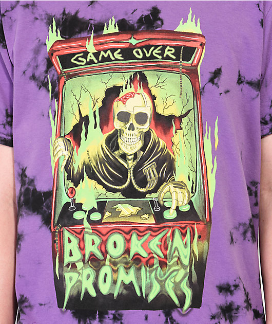 Broken Promises Control Me Camiseta Tie-Dye morada y negra