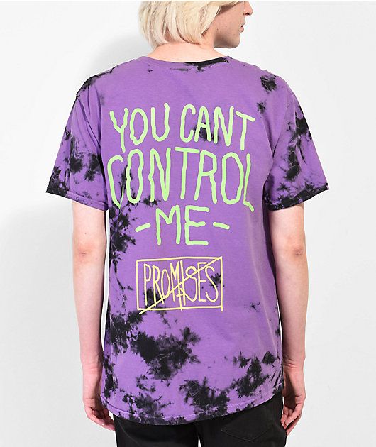 Broken Promises Control Me Purple & Black Tie Dye T-Shirt