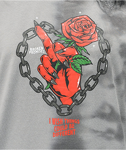 Broken Promises Could Be Different camiseta de manga larga con teñido dividido gris