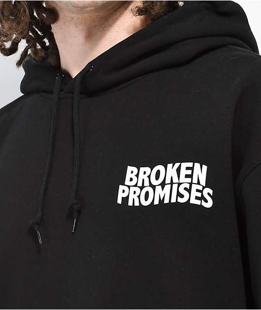 Broken Promises Cracked Screen Black Hoodie