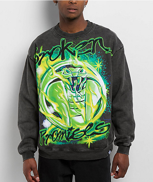 Broken Promises Cross Your Mind Vintage Black Crew Neck Sweatshirt