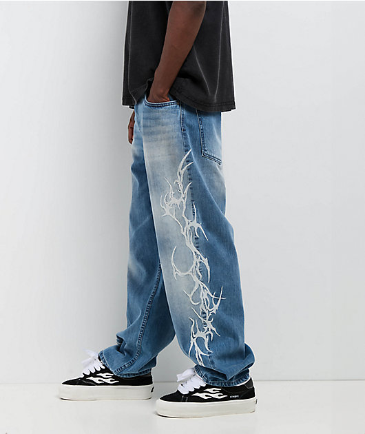 Broken Promises CyberSig Blue Wash Baggy Jeans | Zumiez