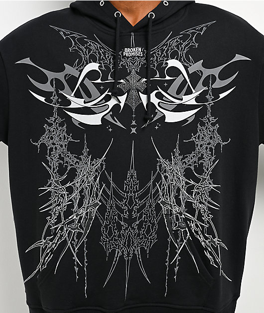 Broken Promises Cybercore Horned Black Hoodie