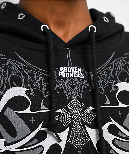 Broken Promises Cybercore Horned Black Hoodie