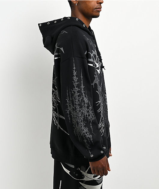 Broken Promises Cybercore Horned Black Hoodie