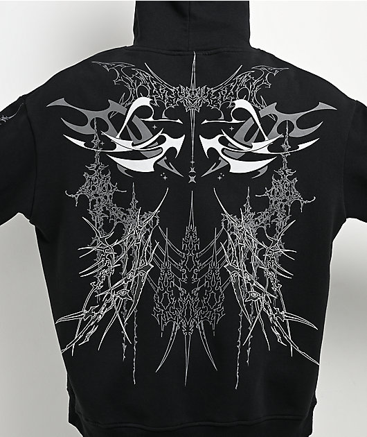 Broken Promises Cybercore Horned Black Hoodie
