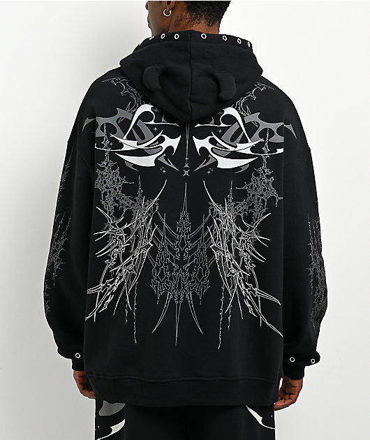 Broken Promises Cybercore Horned Black Hoodie