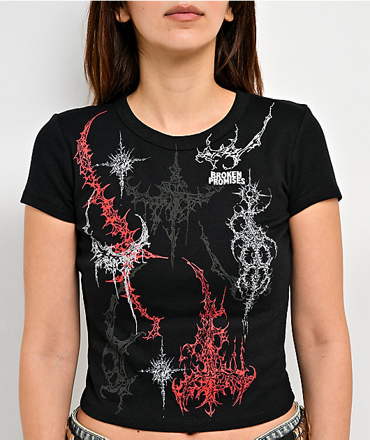 Broken Promises Cybermega Black Crop T-Shirt
