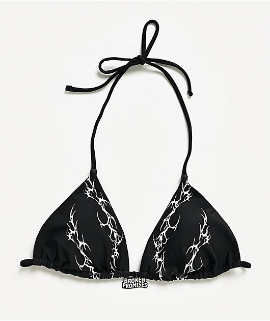 Broken Promises Cybersigilism Black Triangle Bikini Top