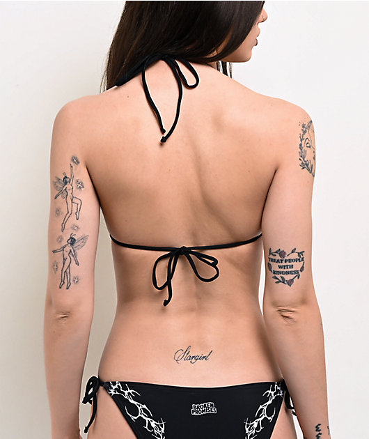 Broken Promises Cybersigilism Black Triangle Bikini Top
