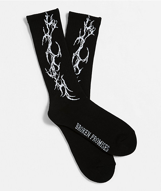 Broken Promises Cyberwire Black Crew Socks