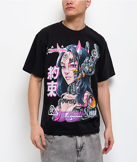 Broken Promises Cyborg Girl Black T-Shirt | Zumiez