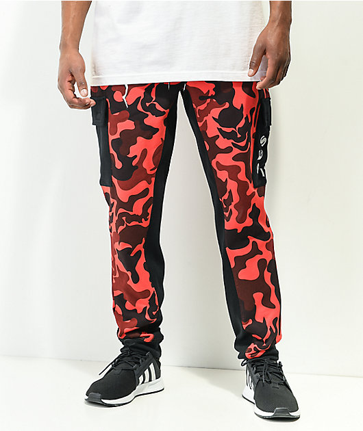 Broken Promises Demon Red Black Camo Cargo Sweatpants
