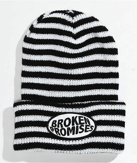 Broken Promises Dilated White Stripe Beanie 