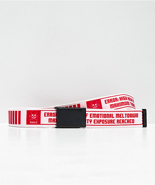 Broken Promises Emotional White & Red Web Belt