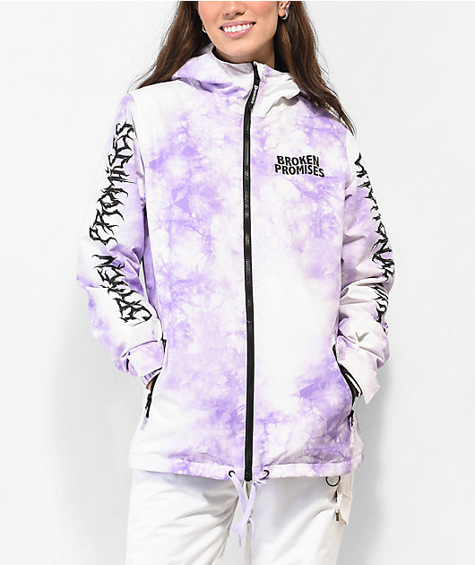 Broken Promises Emotional Wreck Purple & White Tie Dye Snowboard