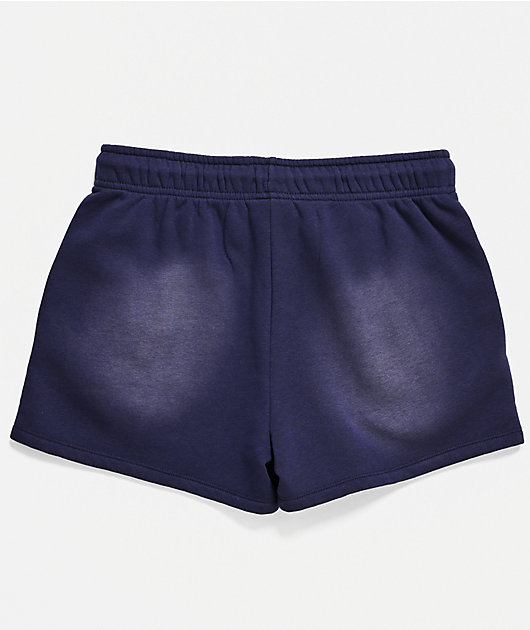 Broken Promises Endless Rhinestone Blue Wash Sweat Shorts