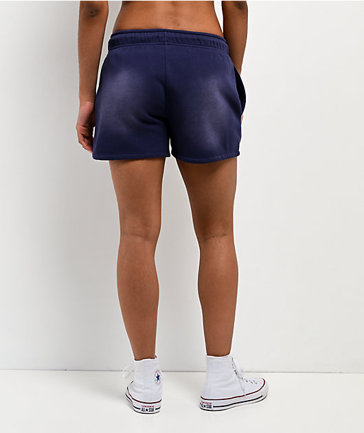 Broken Promises Endless Rhinestone Blue Wash Sweat Shorts