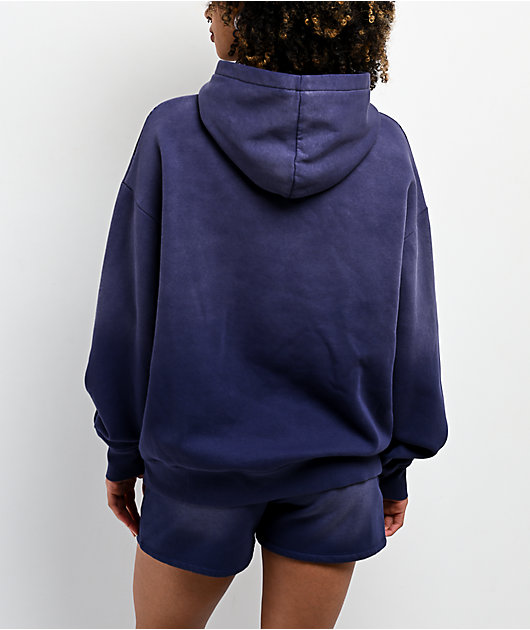 Broken Promises Endless Rhinestoned Navy Wash Hoodie