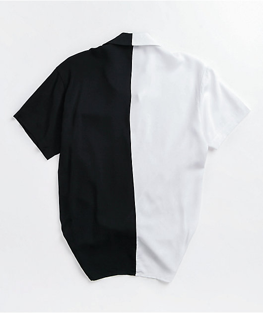 Broken Promises Eternal Black White Split Button Up Shirt Zumiez