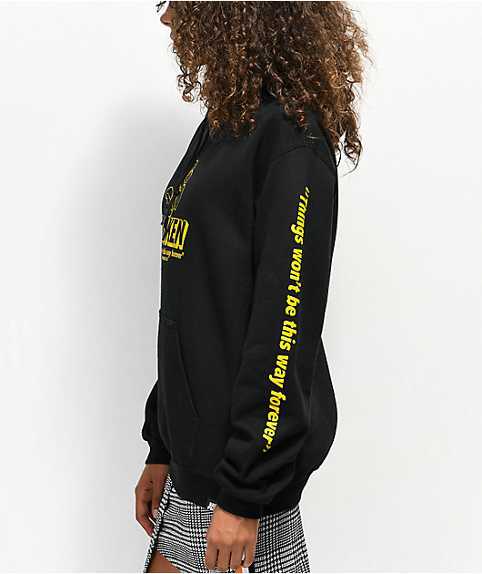 Broken Promises Evermore sudadera negra y amarilla con capucha