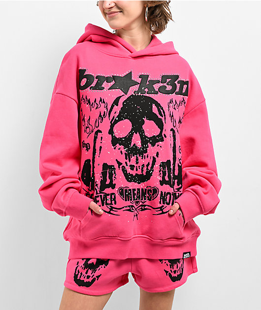 Broken Promises Faceless Pink Rhinestone Hoodie Zumiez