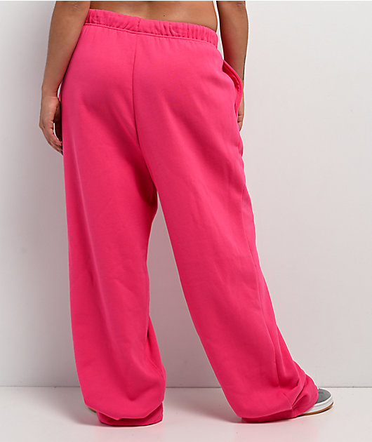 Broken Promises Faceless Rhinestone Pink Wide Leg Sweatpants