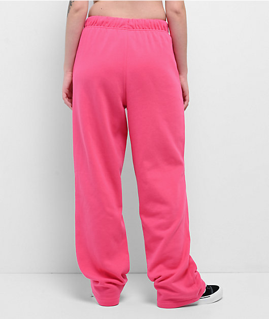 Broken Promises Faceless Rhinestone Pink Wide Leg Sweatpants