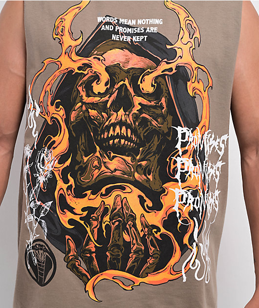 Broken Promises Fading Fire Khaki Tank Top | Zumiez