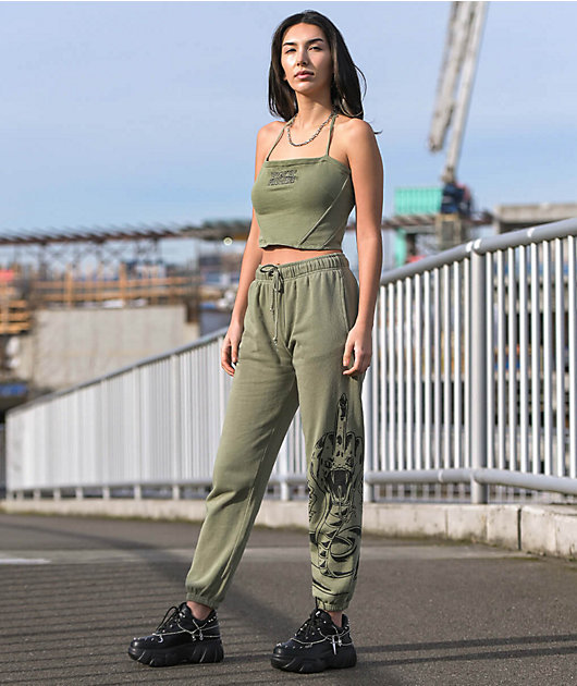 Broken Promises Fangs Green Sweatpants