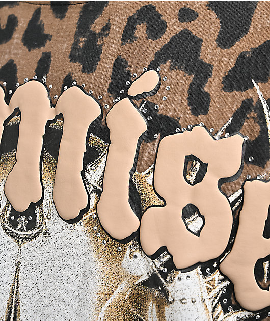 Broken Promises Feral Leopard Print Brown Wash T-Shirt