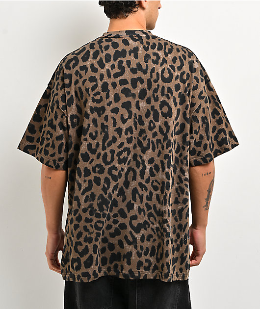 Broken Promises Feral Leopard Print Brown Wash T-Shirt