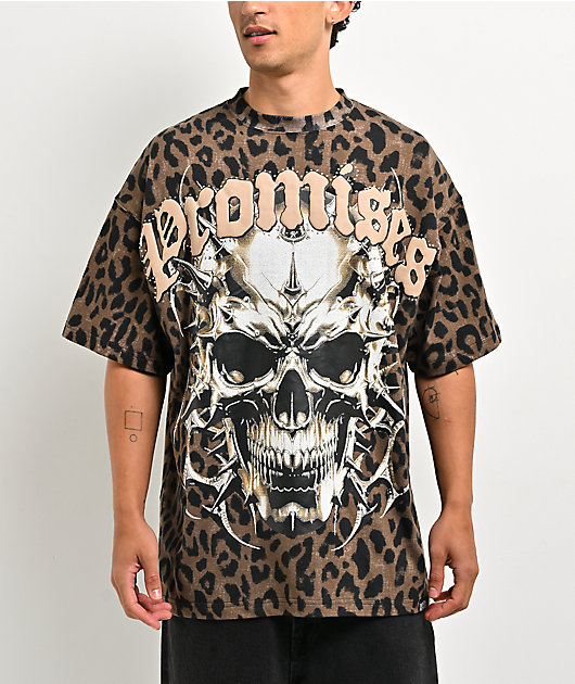 Broken Promises Feral Leopard Print Brown Wash T-Shirt