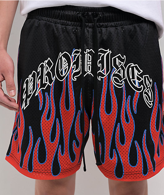 Broken Promises Frenemy Black & Red Mesh Shorts