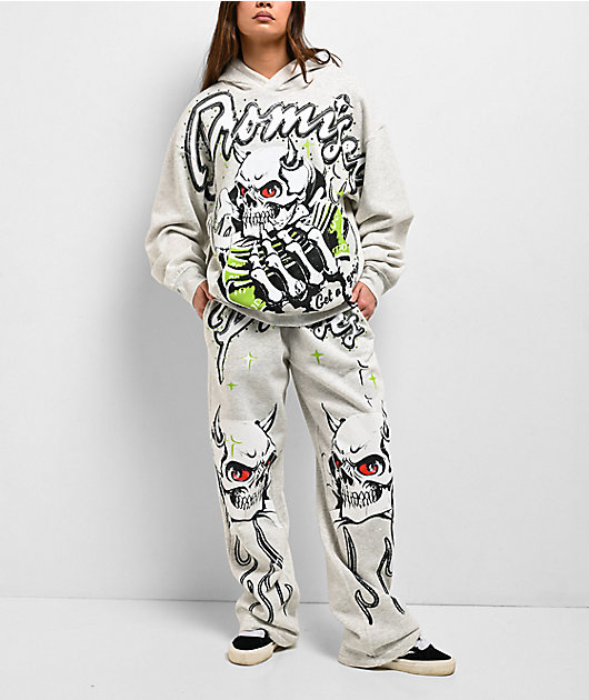 Broken Promises Get A Grip Grey Wide Leg Sweatpants