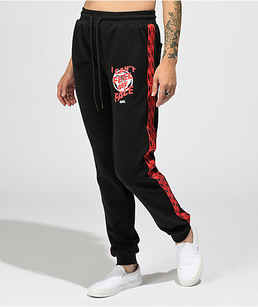 black and red joggers womens