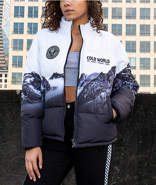 Broken Promises Glacier Cold Black White Puffer Jacket
