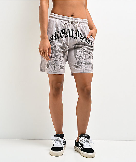 Broken Promises Gothic Natural Mesh Shorts