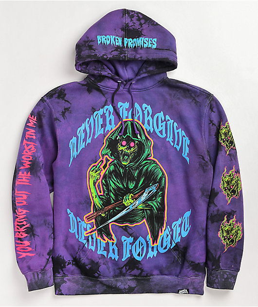 Broken Promises Grave Goblin Black Purple Tie Dye Hoodie Zumiez