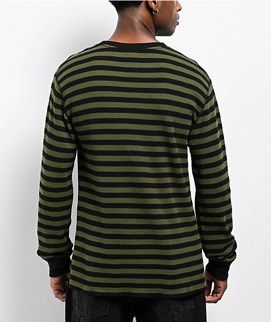 Broken Promises Graveyard Green & Black Stripe Thermal Long