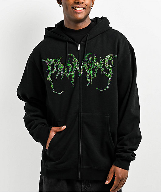 Broken Promises Graveyard Rhinestone Black Zip Up Hoodie | Zumiez