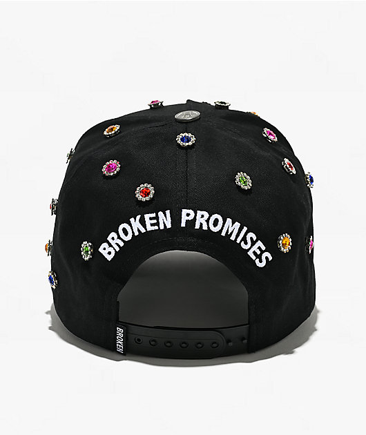 Broken Promises Headcase Rhinestone Black Snapback Hat
