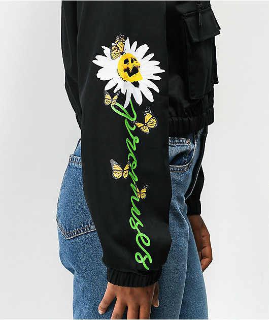 Broken Promises Hell Of A Ride Black Crop Windbreaker Jacket