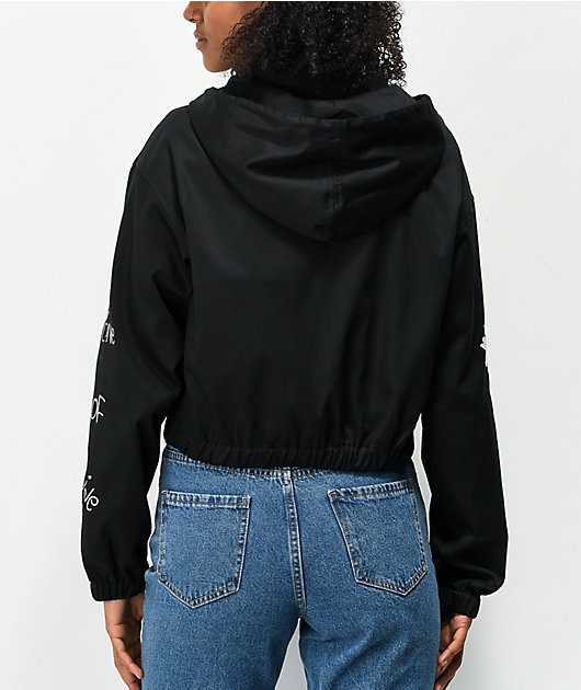 Broken Promises Hell Of A Ride Black Crop Windbreaker Jacket