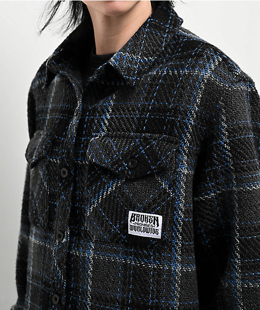 Broken Promises Hitchhiker Blue Flannel Shirt