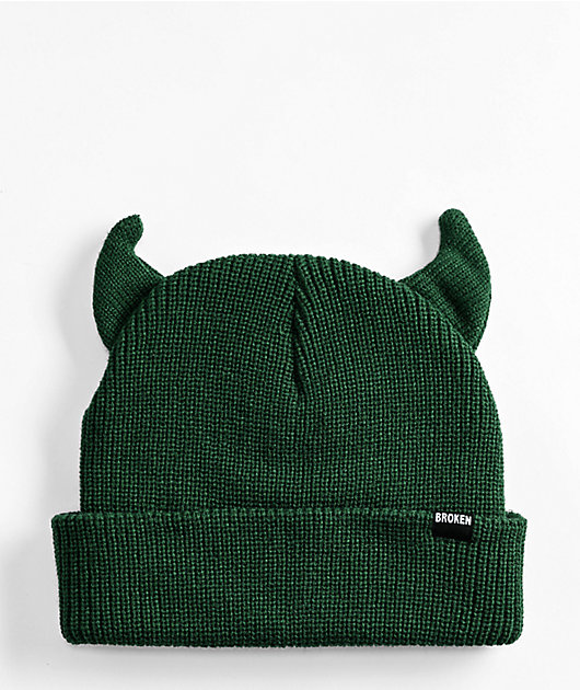 Broken Promises Horn Forest Green Beanie | Zumiez