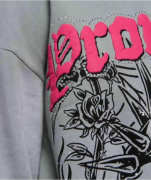 Broken Promises Hysteria Grey Rhinestone Hoodie