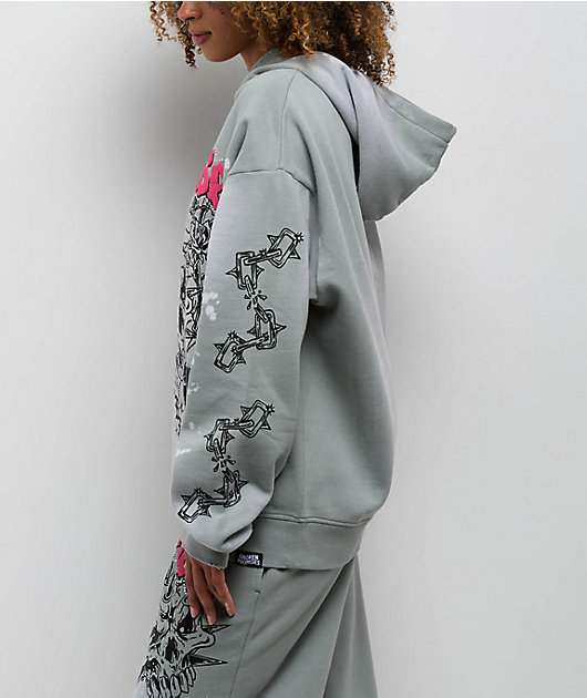 Broken Promises Hysteria Grey Rhinestone Hoodie